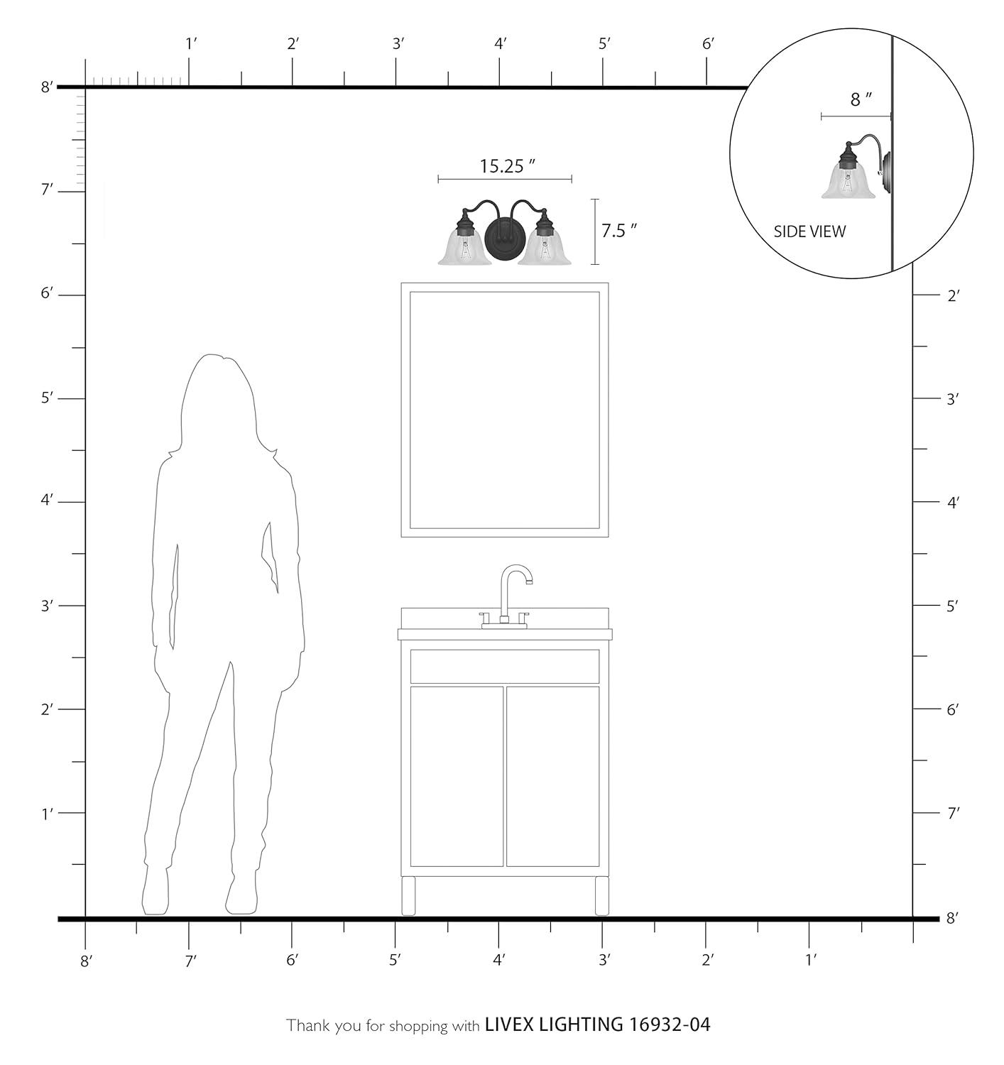 Livex Lighting Moreland 2 - Light Vanity in  Black