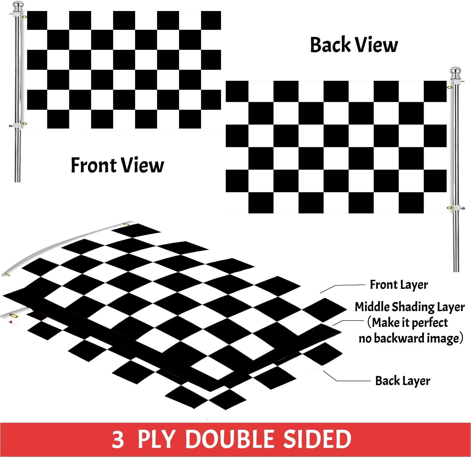 ANLEY 3x5 foot Checkered Flag - Black and White Racing Flags Polyester