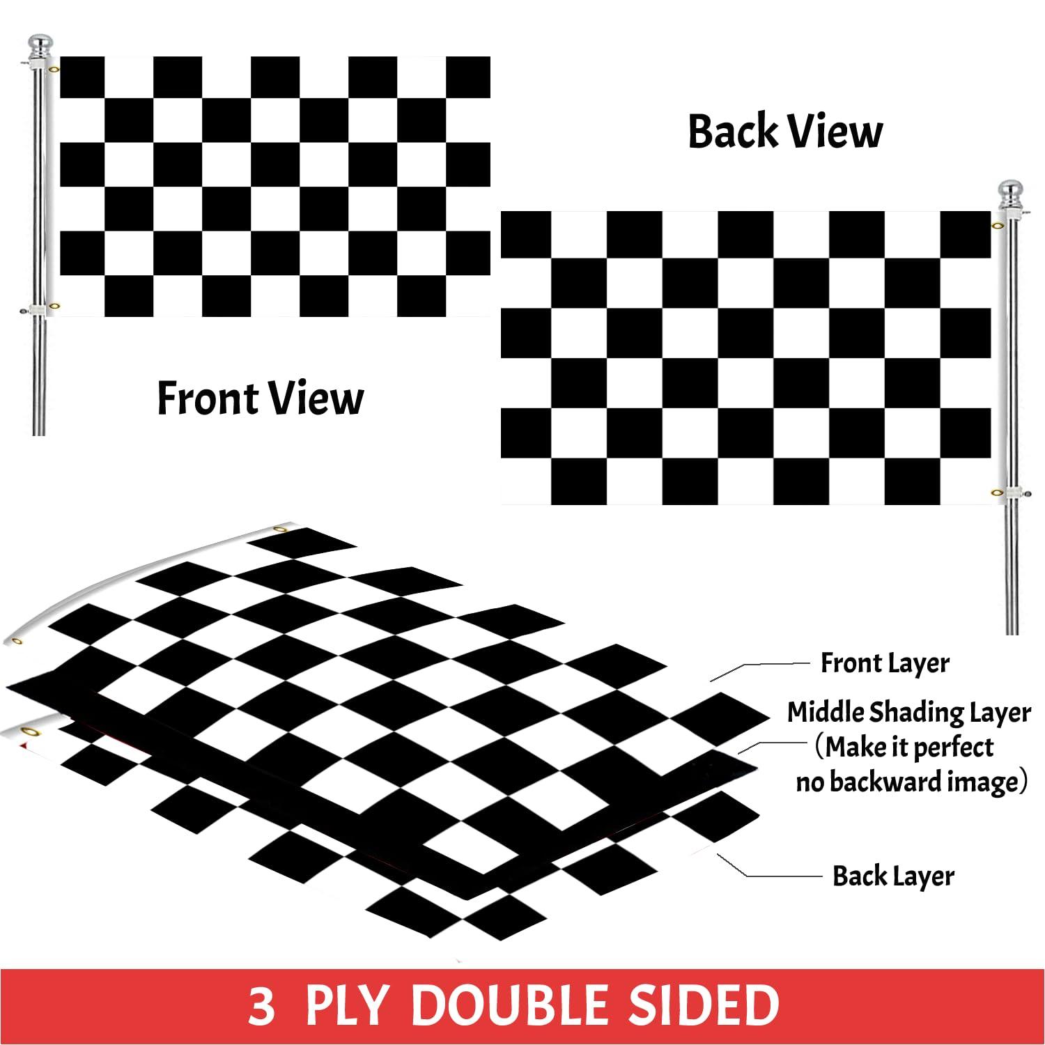 ANLEY 3x5 foot Checkered Flag - Black and White Racing Flags Polyester