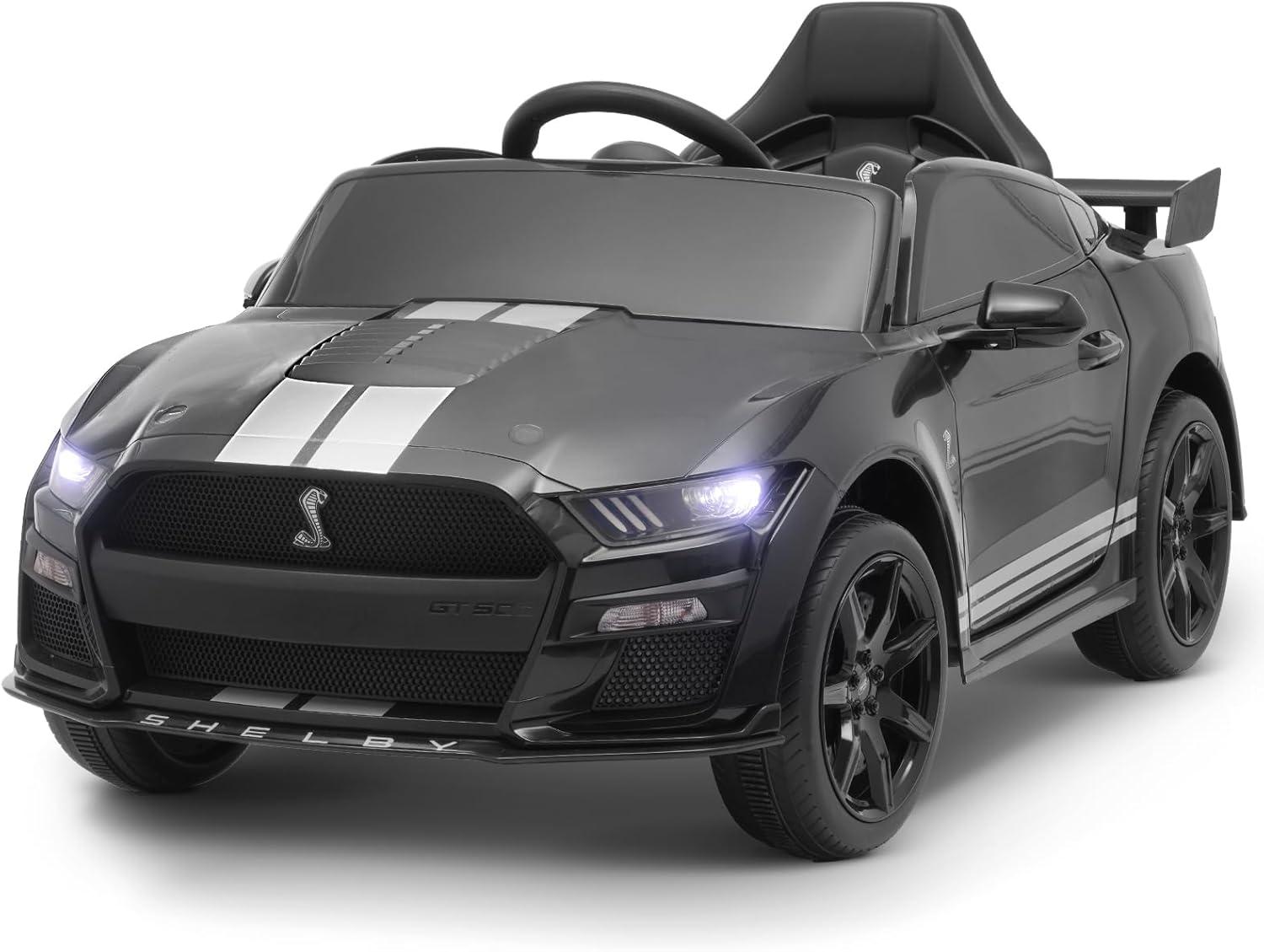 Black 12V Ford Mustang Shelby GT500 Kids Ride-On Car