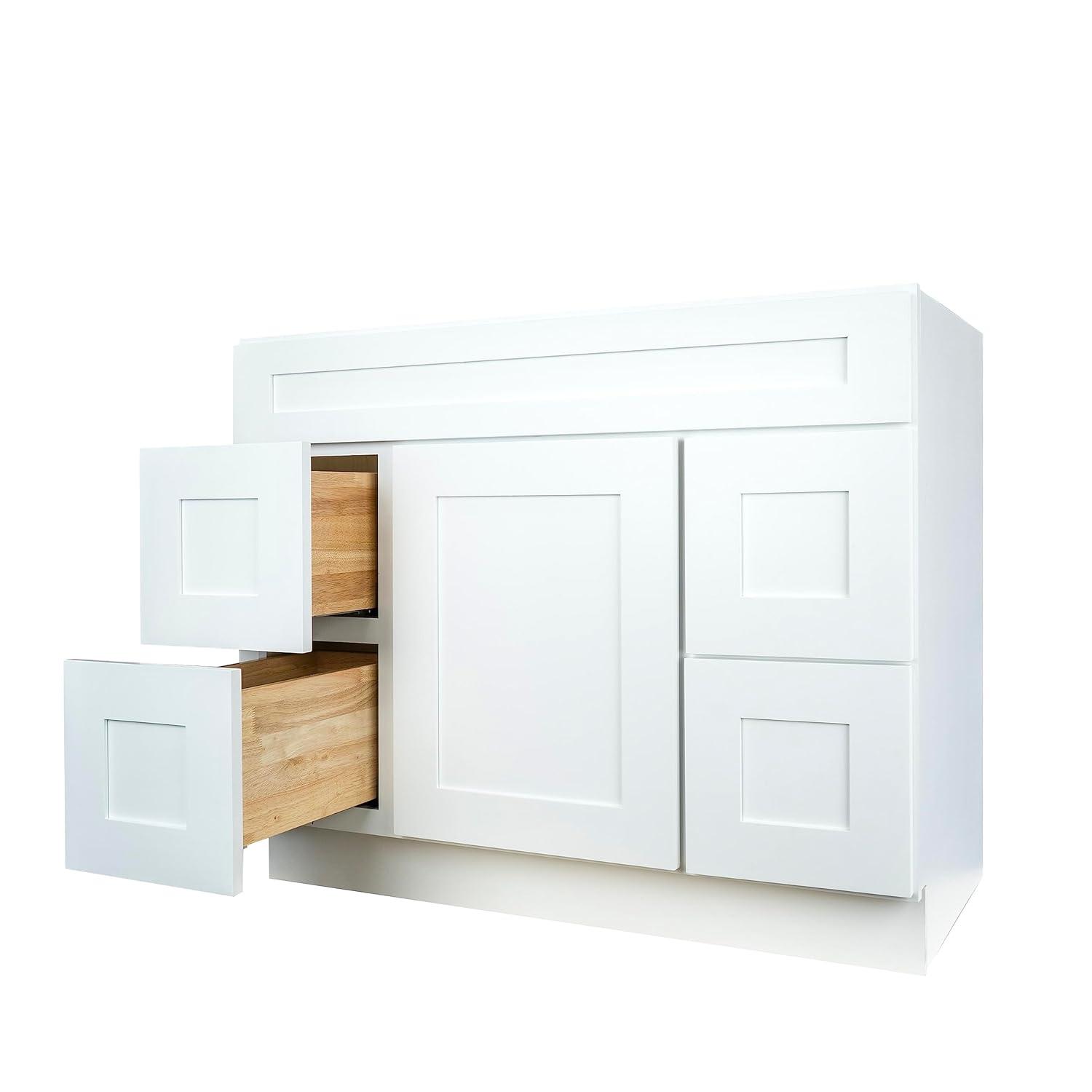 White Shaker Freestanding Bathroom Vanity with Drawers