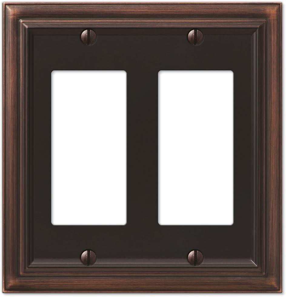 Amerelle 94RRVB Continental Wallplate, 2 Rocker, Cast Metal, Aged Bronze, 1-Pack