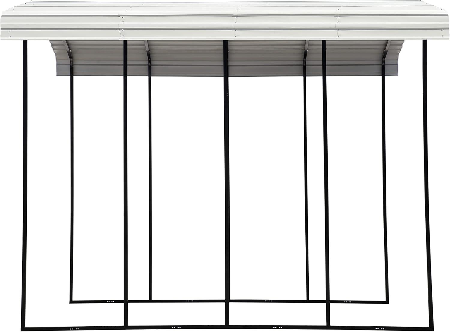 Eggshell Galvanized Steel Peak Carport Kit, 14' x 20' x 14'