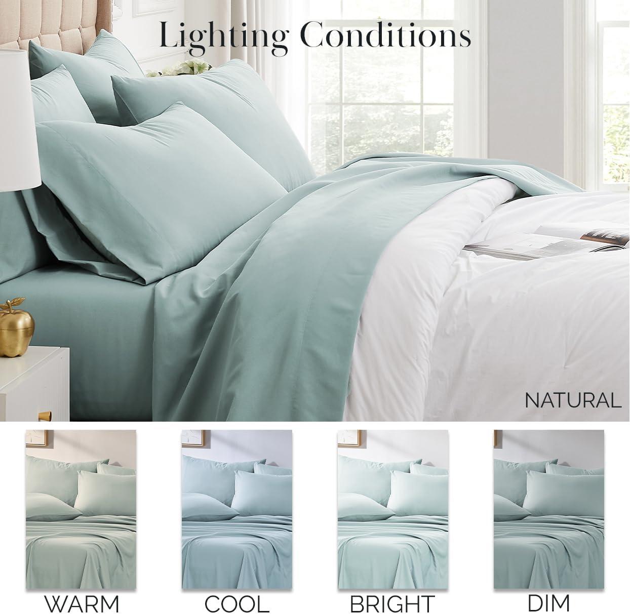 King Sky Blue Microfiber Deep Pocket Sheet Set