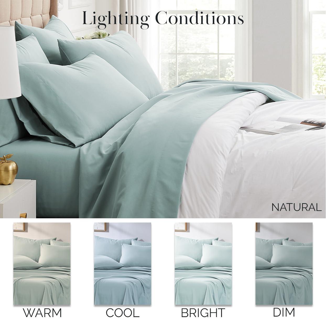 Sky Blue Queen Deep Pocket Microfiber Sheet Set