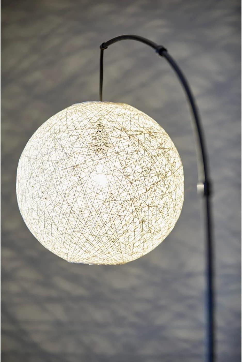 Havana Bronze Arc Floor Lamp with Cream Rattan Shade