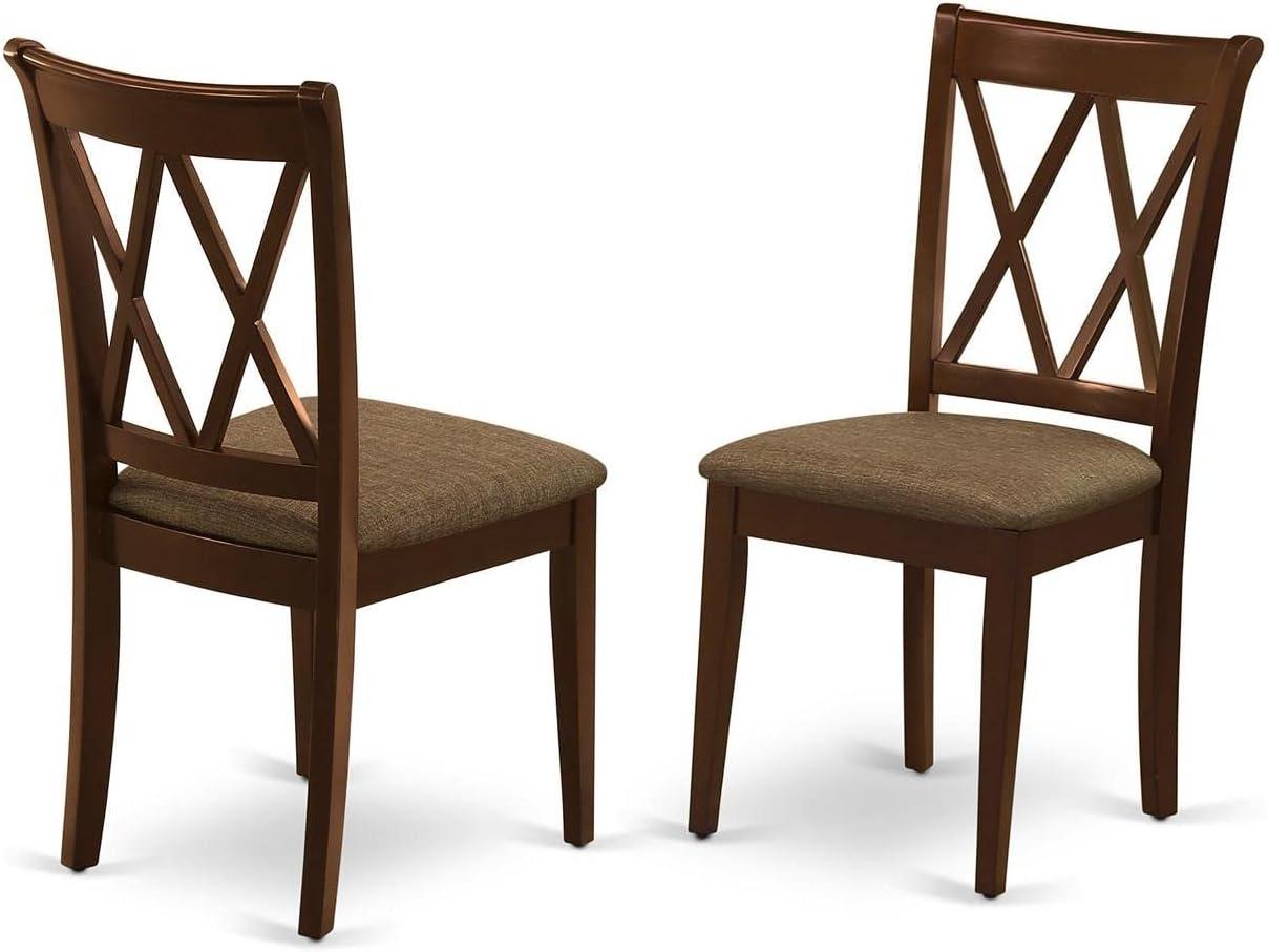 Clarksville Double X-back Chairs with Linen Fabric Fabric Seat - Mahogany - Set of 2