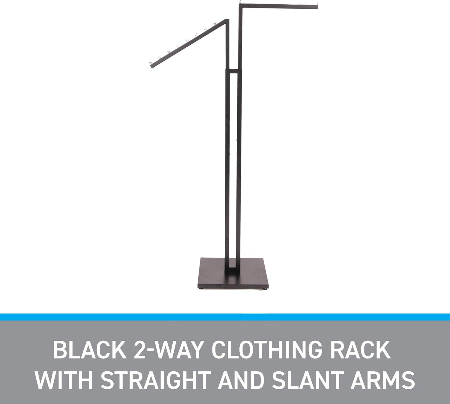 SSWBasics Black 2-Way Clothing Rack -  Adjustable From 48" to 72"