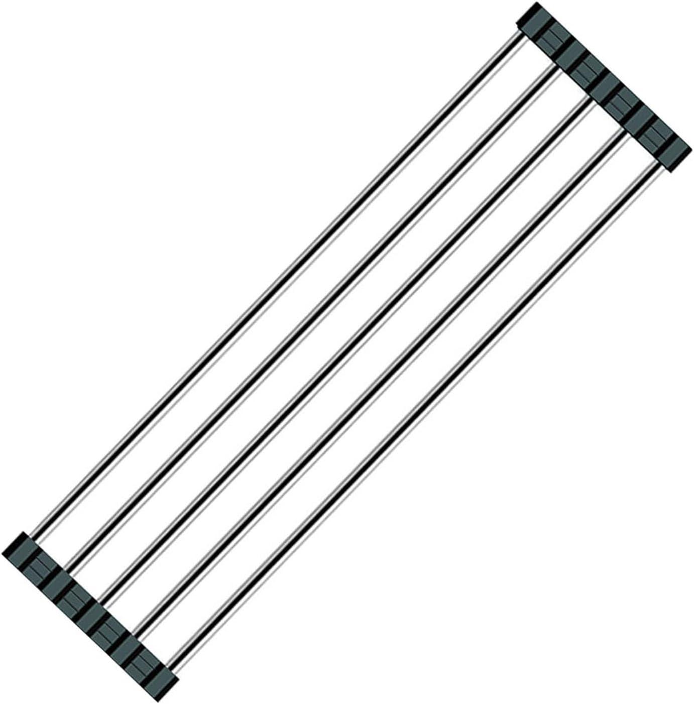 Ahyuan Roll up Dish Drying Rack Over The Sink Kitchen Roll up Sink Drying Rack Portable Dish Drainer Foldable Dish Drying Rack (Black, 17.8''X3.7'')