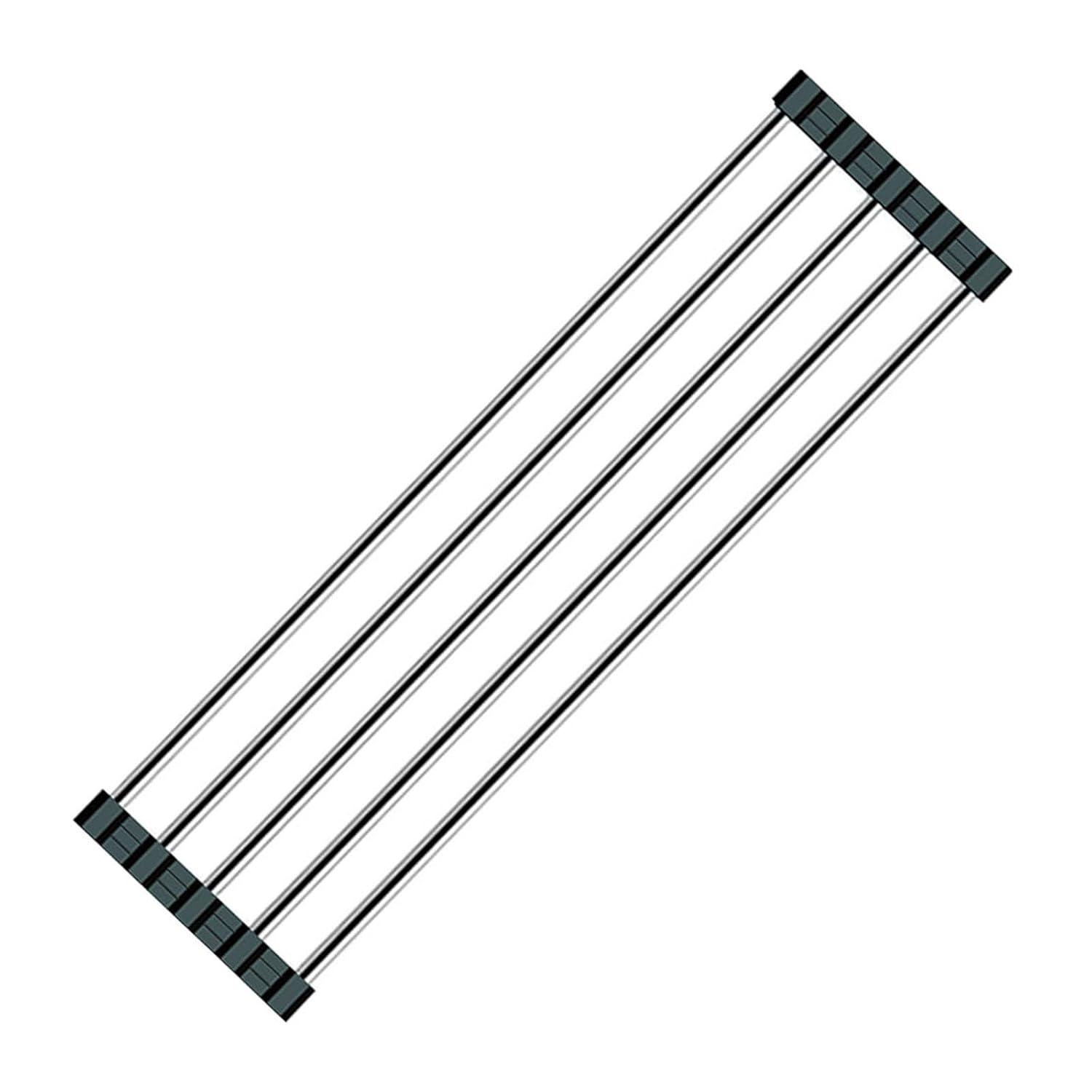 Ahyuan Roll up Dish Drying Rack Over The Sink Kitchen Roll up Sink Drying Rack Portable Dish Drainer Foldable Dish Drying Rack (Black, 17.8''X3.7'')