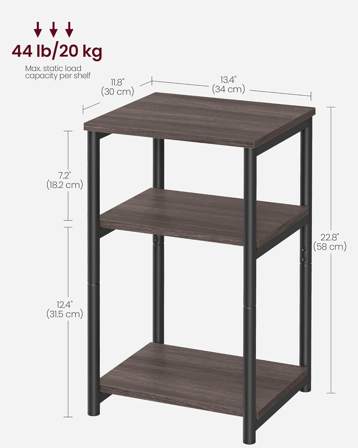 Side Table, Small End Table, Tall Nightstand for Living Room, Bedroom, Office, Bathroom, Chestnut Brown and Classic Black ULET273B74