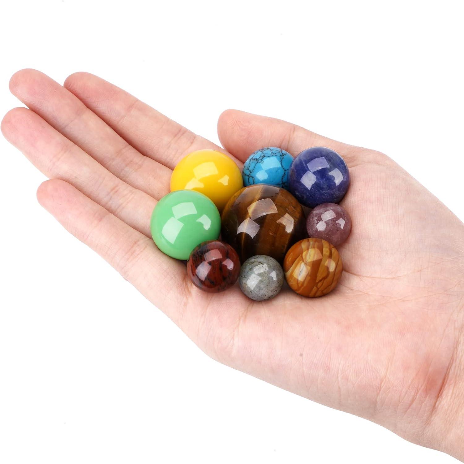 Nine Planets Gem Stones, Solar System Planets Decorations Models, Handmade Space Home Office Desk Decorations, Creative Gift for Men, Women, Kids