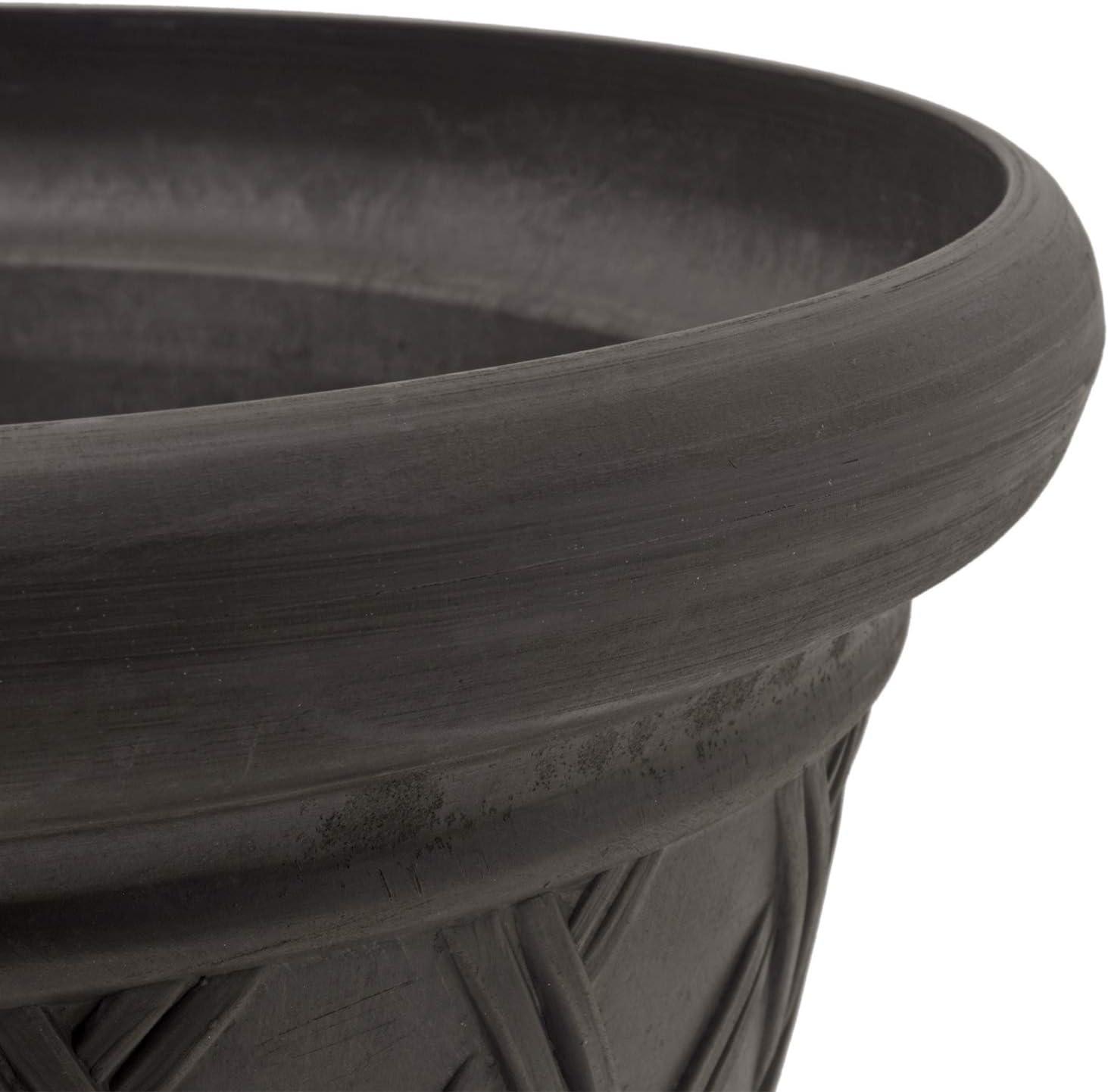 18-inch Dark Charcoal Recycled Plastic Basket Weave Planter