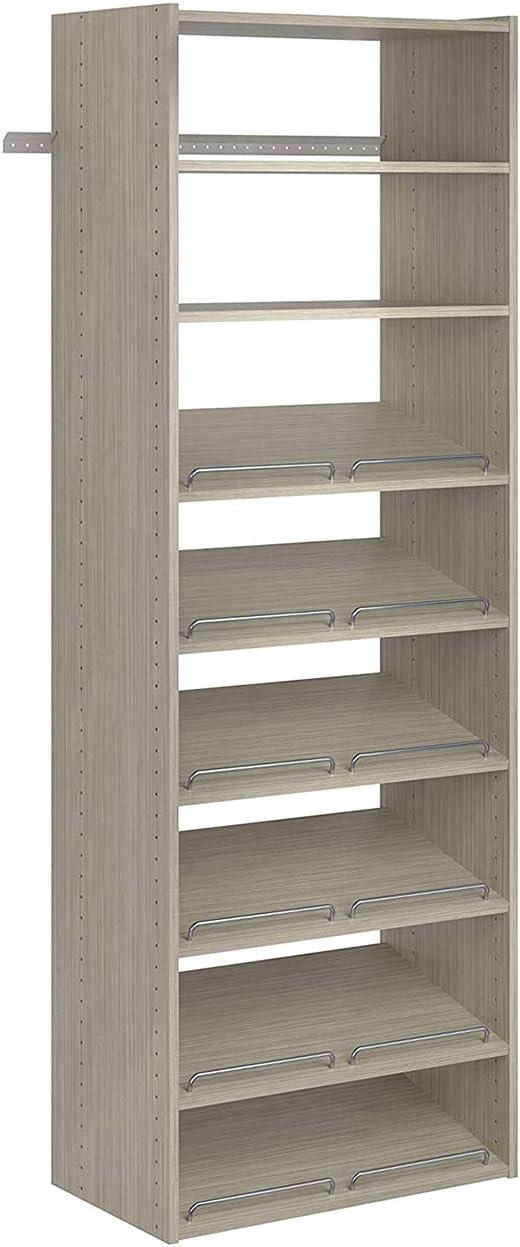 Weathered Gray 24 Inch Slanted Shoe Shelves with Chrome Rails