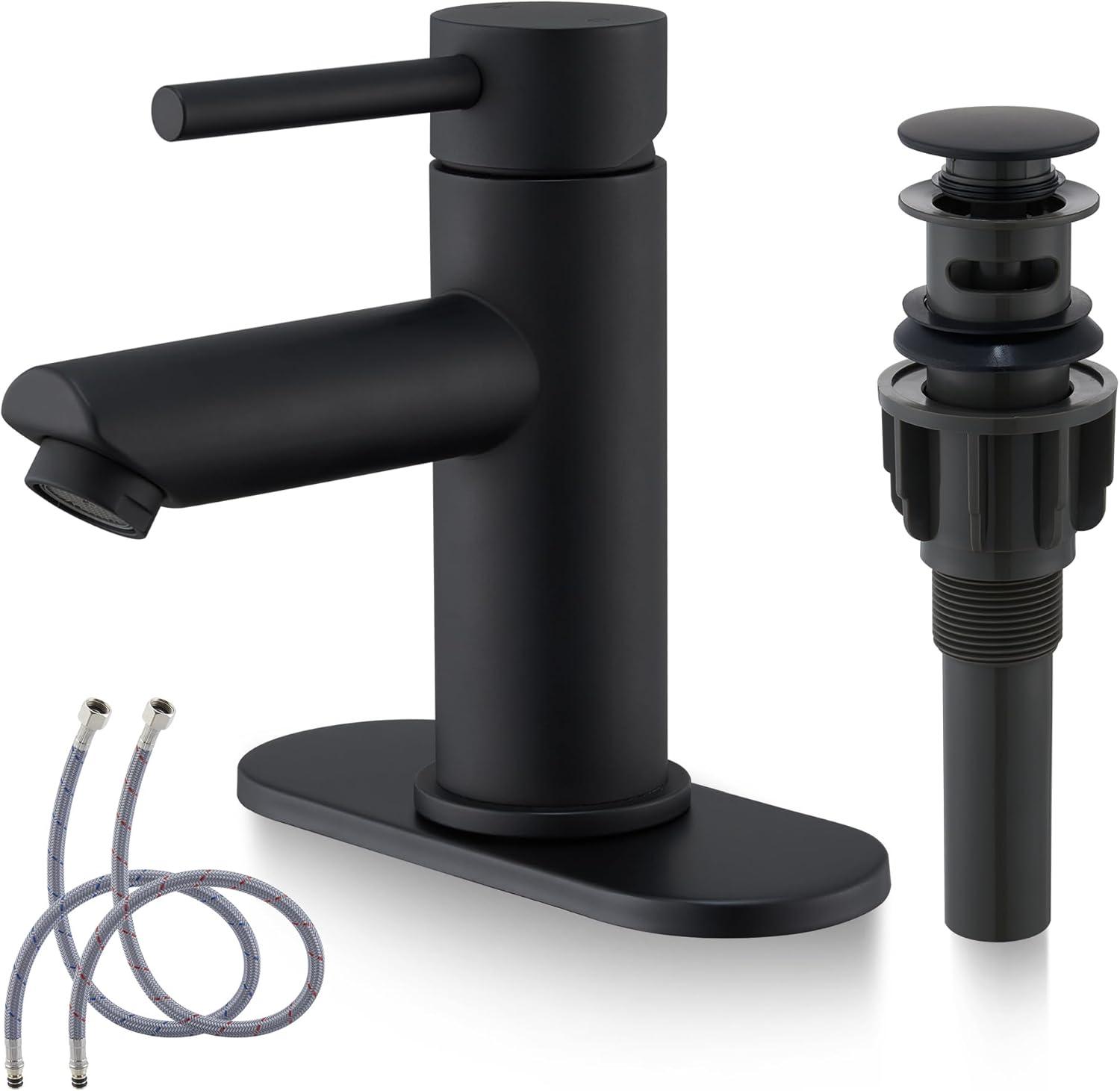 Matte Black Stainless Steel Single Handle Bathroom Faucet