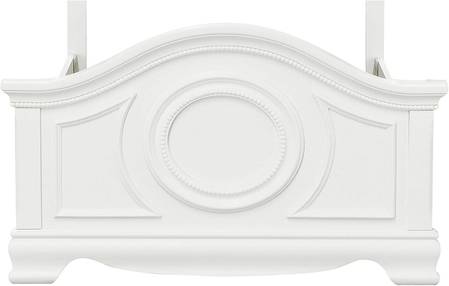 Lilya Traditional Bead Molding & Shell Motif Bed, Crisp White - Full Size