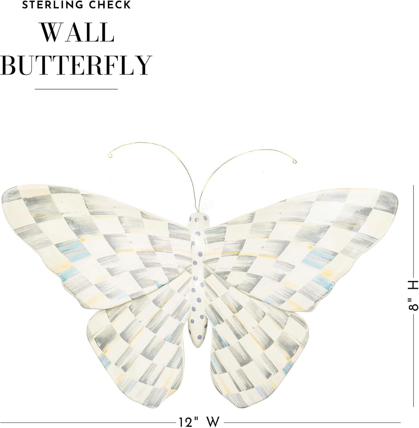 Sterling Check Grey Butterfly 8" Wall Decor