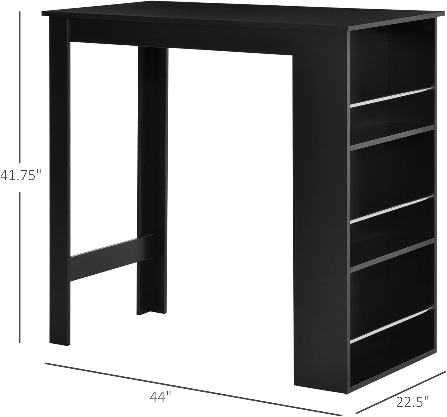 HOMCOM Modern Bar Table Counter Height Dining Table with 3 Storage Shelves for Kitchen, Dining Room, Living Room