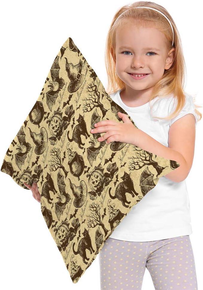 Moslion Halloween Pattern Throw Pillow Covers Retro Vintage Style Animal Cat Pumpkin Owl Bat Witch Hat Tree Pillow Case for Home Decor Halloween Thanksgiving Cushion Cover Cotton Linen 18x18 inch