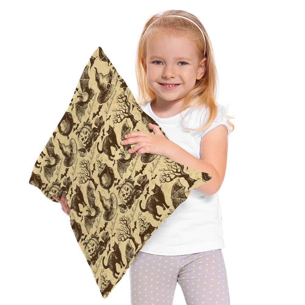 Moslion Halloween Pattern Throw Pillow Covers Retro Vintage Style Animal Cat Pumpkin Owl Bat Witch Hat Tree Pillow Case for Home Decor Halloween Thanksgiving Cushion Cover Cotton Linen 18x18 inch