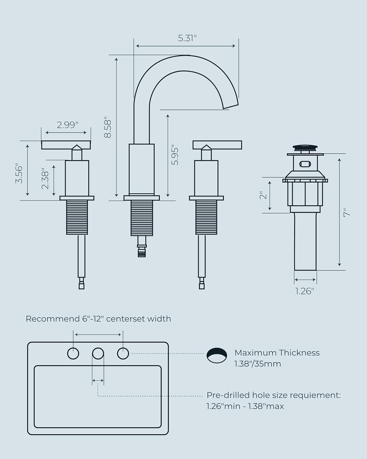 Widespread 2-handle Bathroom Faucet