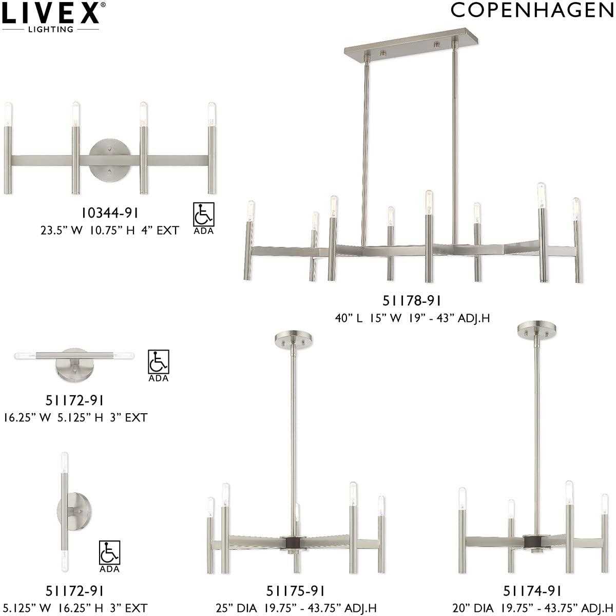 Livex Lighting Copenhagen 4 - Light Chandelier in  Brushed Nickel