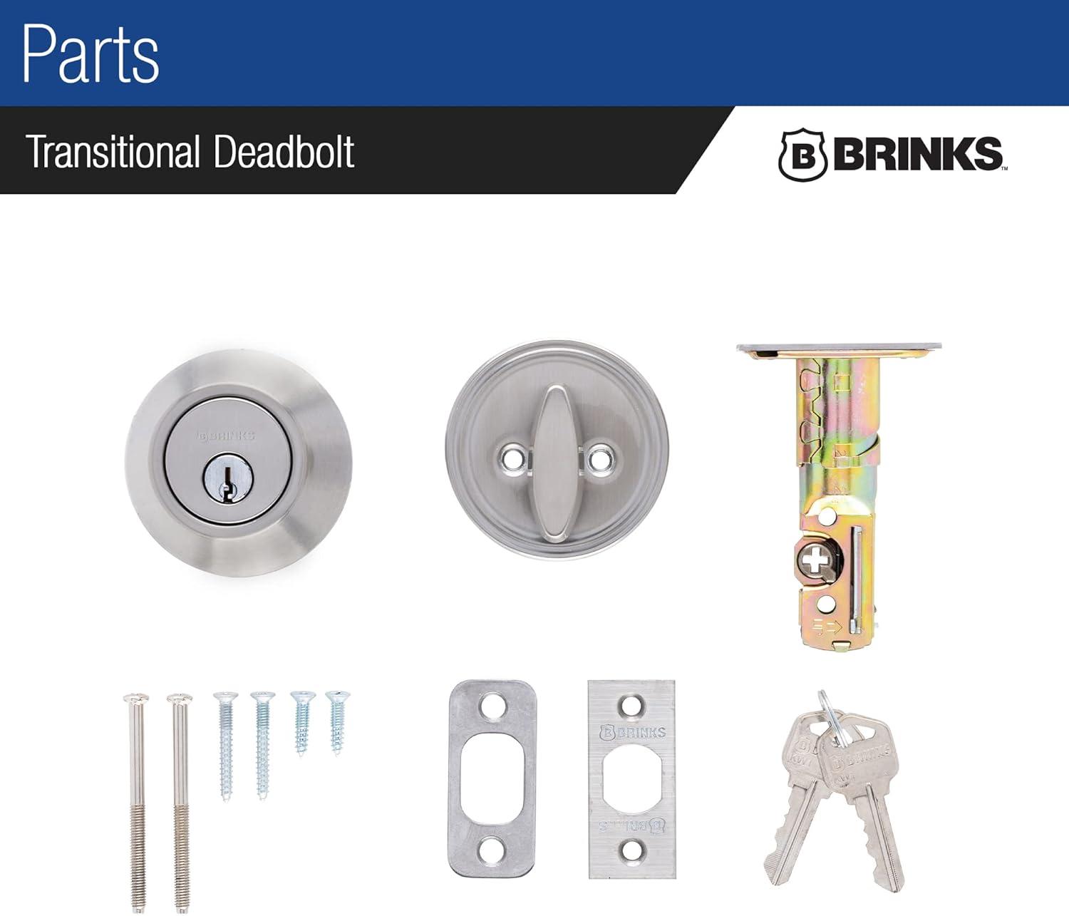 Brinks E2401 Raleigh Single Cylinder Keyed Entry Deadbolt From The Transitional Collection