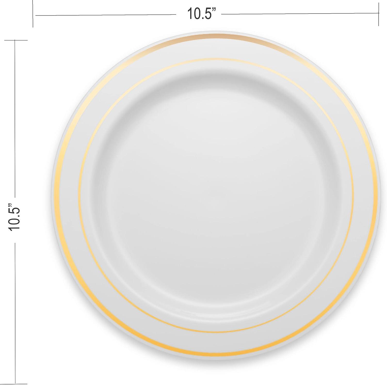 10 Inch Silver Rim Plastic Dinner Plate For 100 Guests