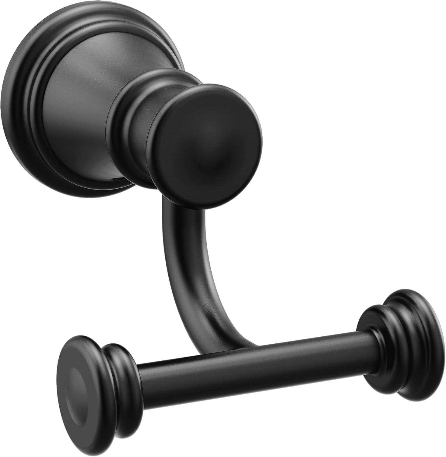 Belfield Matte Black Double Robe Hook with Traditional Design