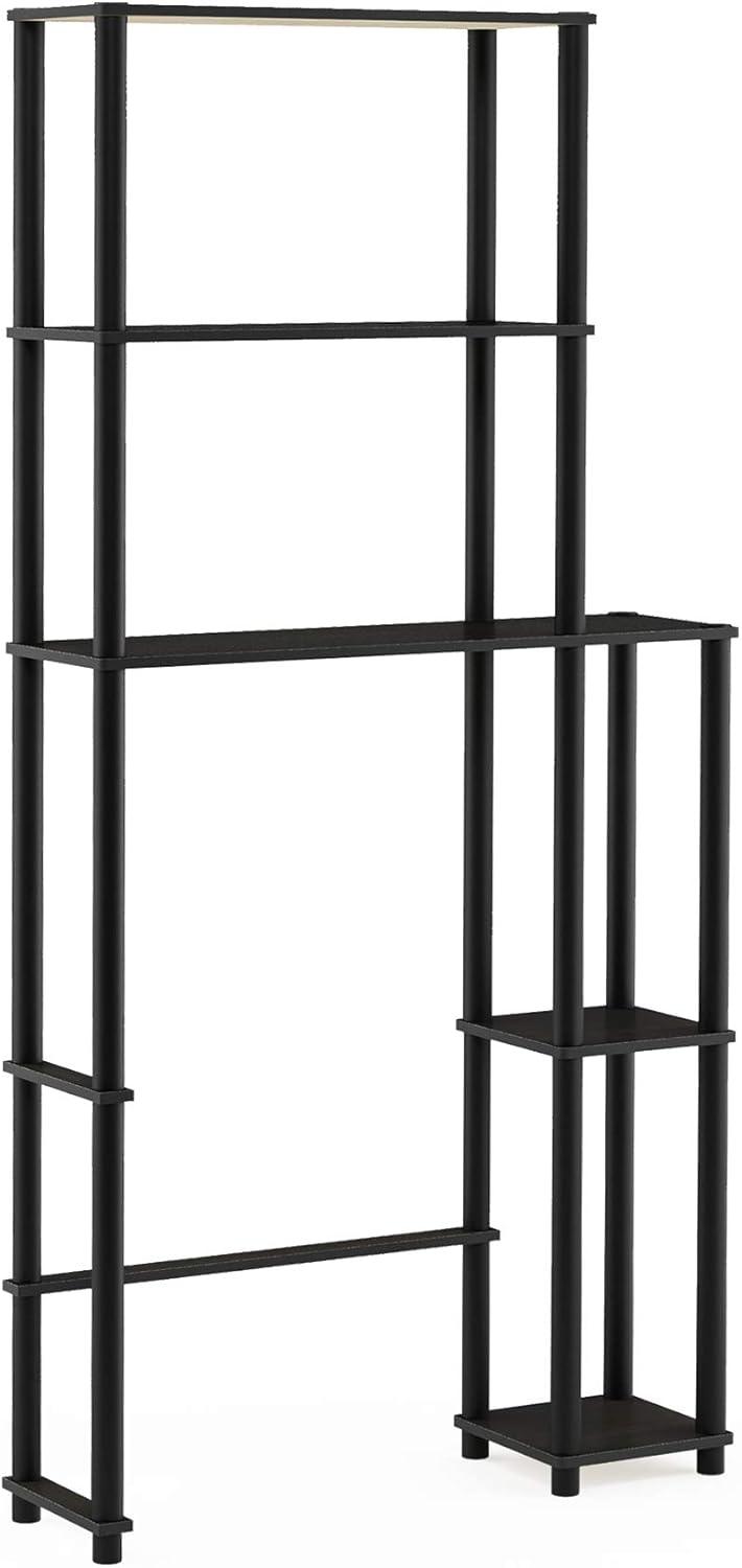 Espresso and Black Adjustable Over-the-Toilet Storage Rack