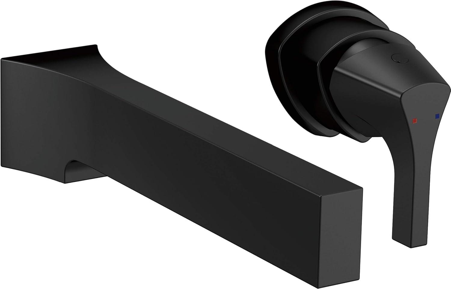 Sleek Modern Wall-Mounted Matte Black Bathroom Faucet