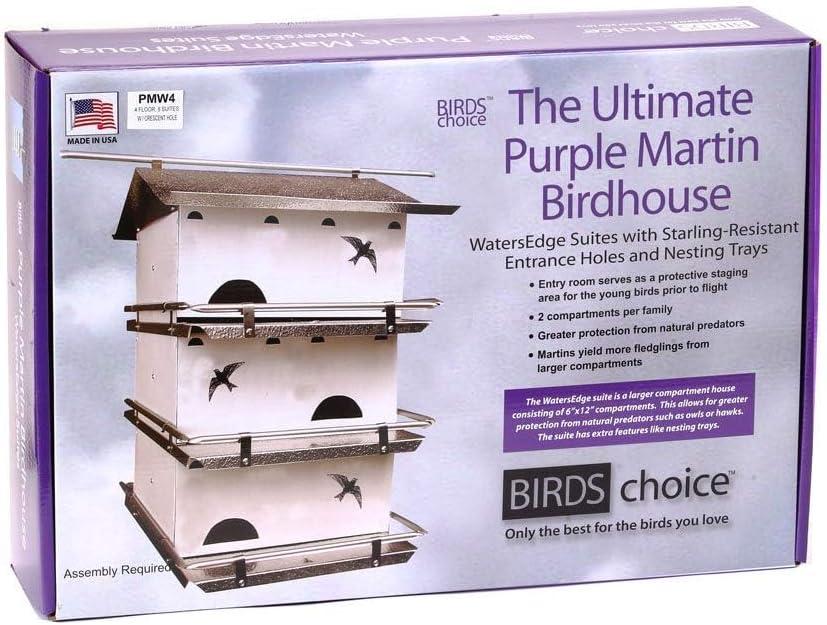 Birds Choice 20" Silver Purple Martin House Watersedge Suites: Aluminum, Weather-Resistant, Pole Mount