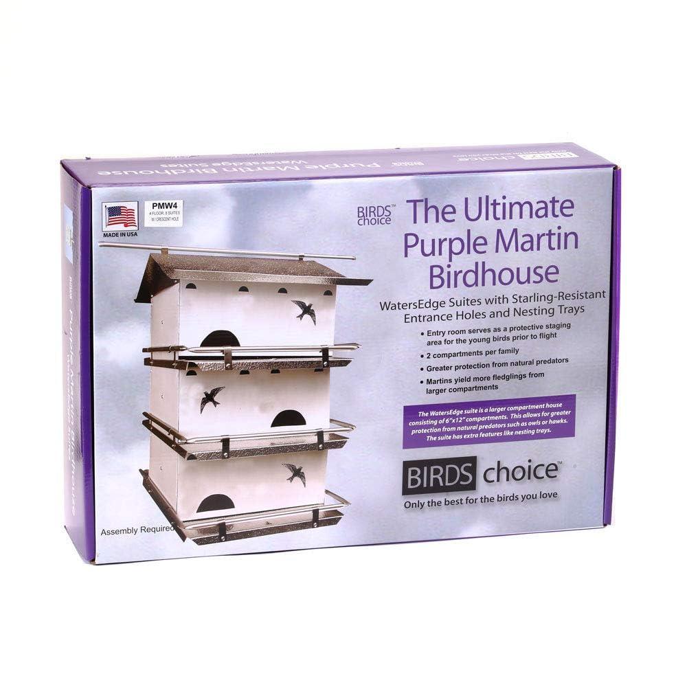 Birds Choice 20" Silver Purple Martin House Watersedge Suites: Aluminum, Weather-Resistant, Pole Mount