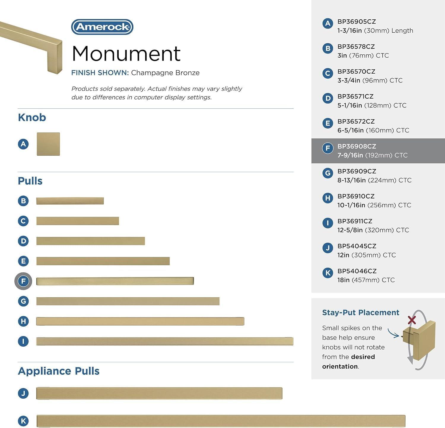Monument 7-9/16 inch (192mm) Center-to-Center Polished Nickel Cabinet Pull