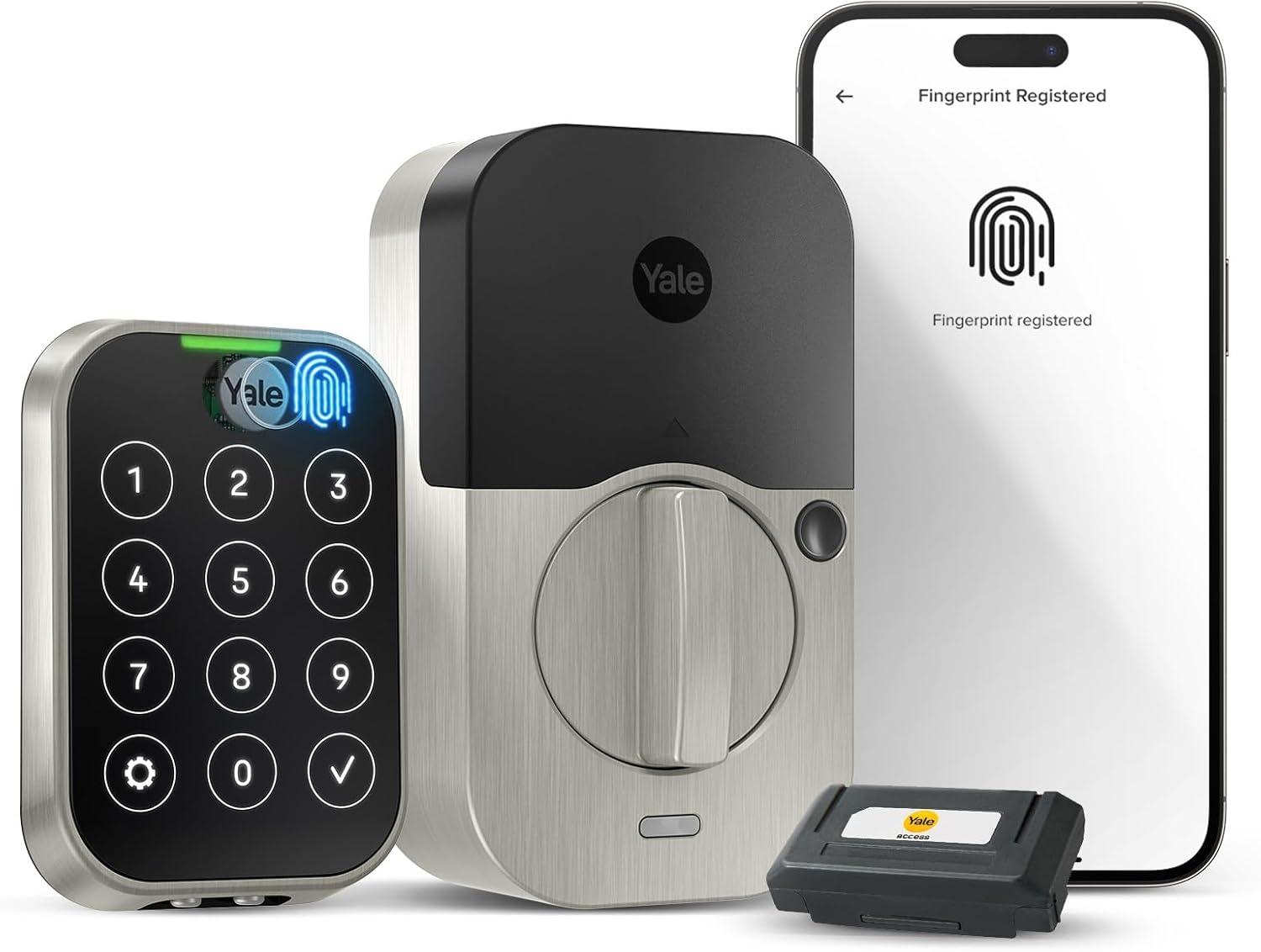 Satin Nickel Smart Keyless Entry Deadbolt with Wi-Fi and Bluetooth