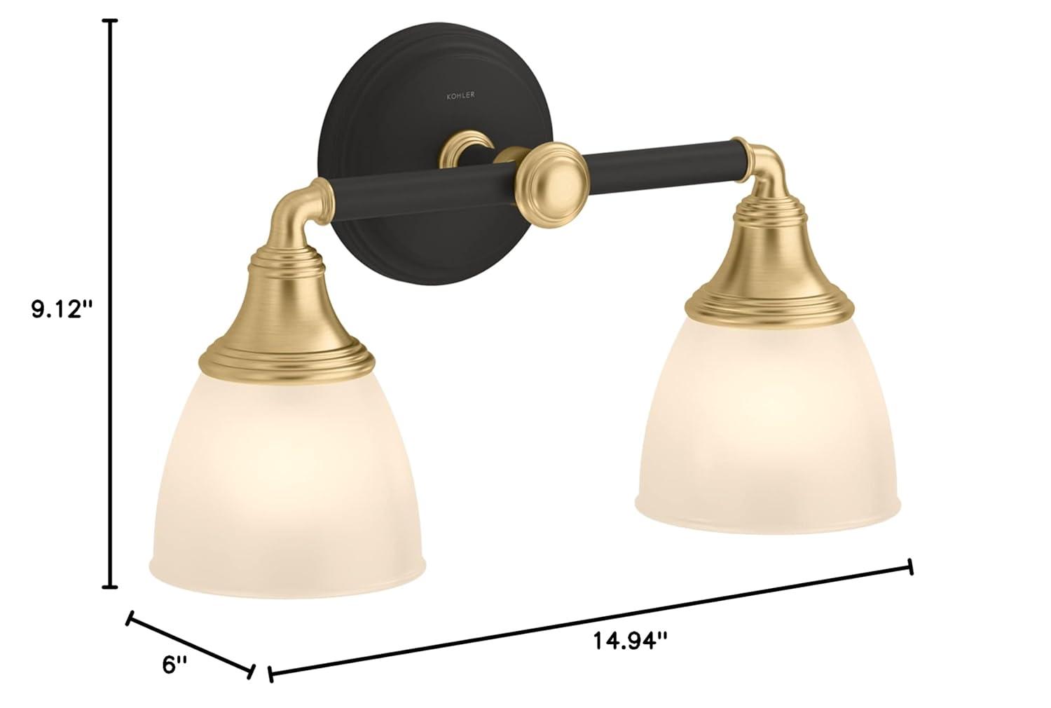 Devonshire 2 Light Indoor Bathroom Vanity Light Fixture, Position Facing Up or Down, UL Listed