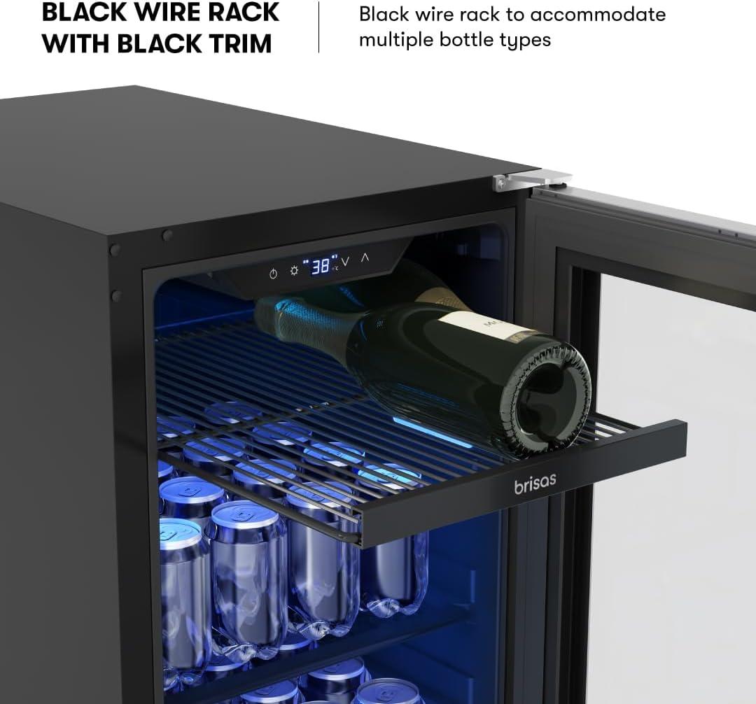 Brisas 15 in. 4-Bottle and 64-Can Single Zone Beverage Cooler in Stainless Steel