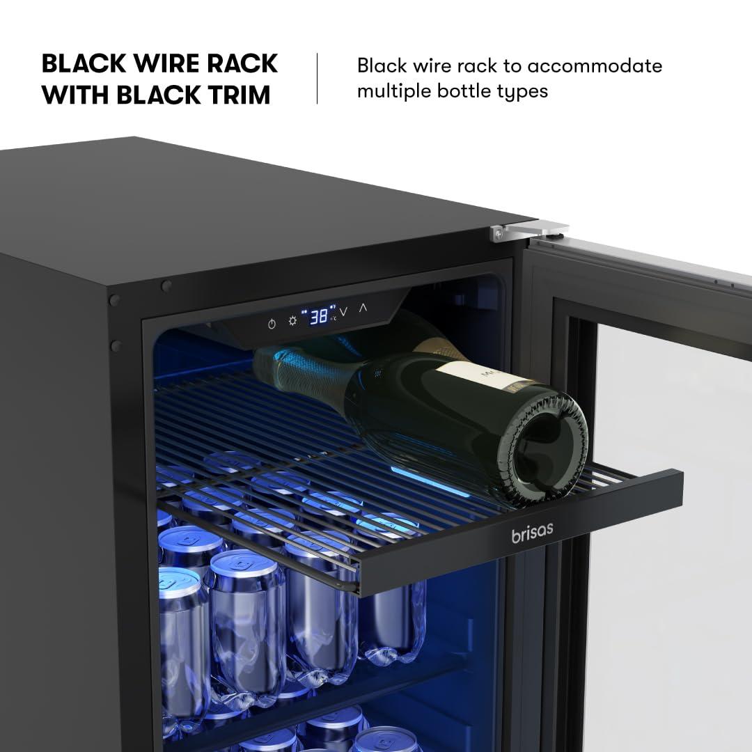 Brisas 15 in. 4-Bottle and 64-Can Single Zone Beverage Cooler in Stainless Steel