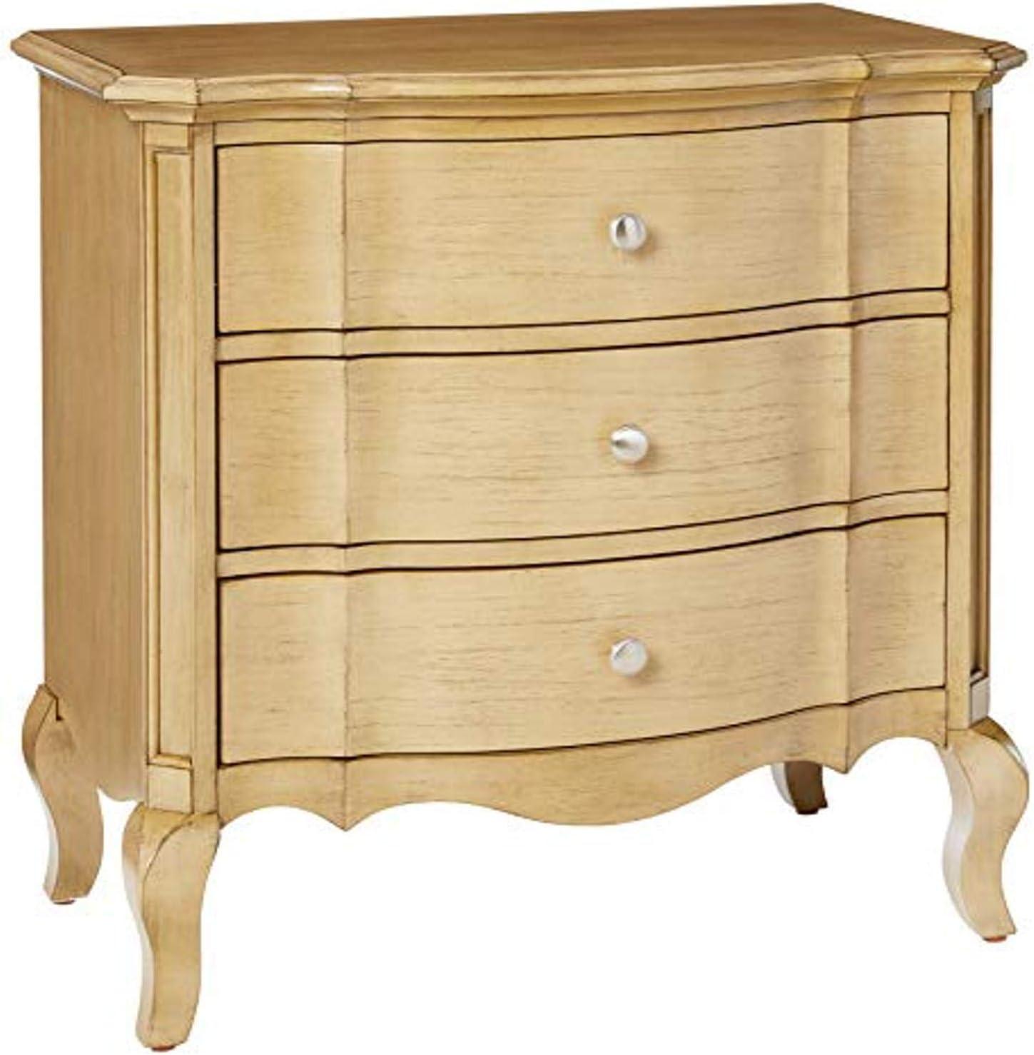 30" Chelmsford Nightstand Antique Taupe - Acme Furniture: 3 Drawers, Cabriole Legs, Wood Veneer