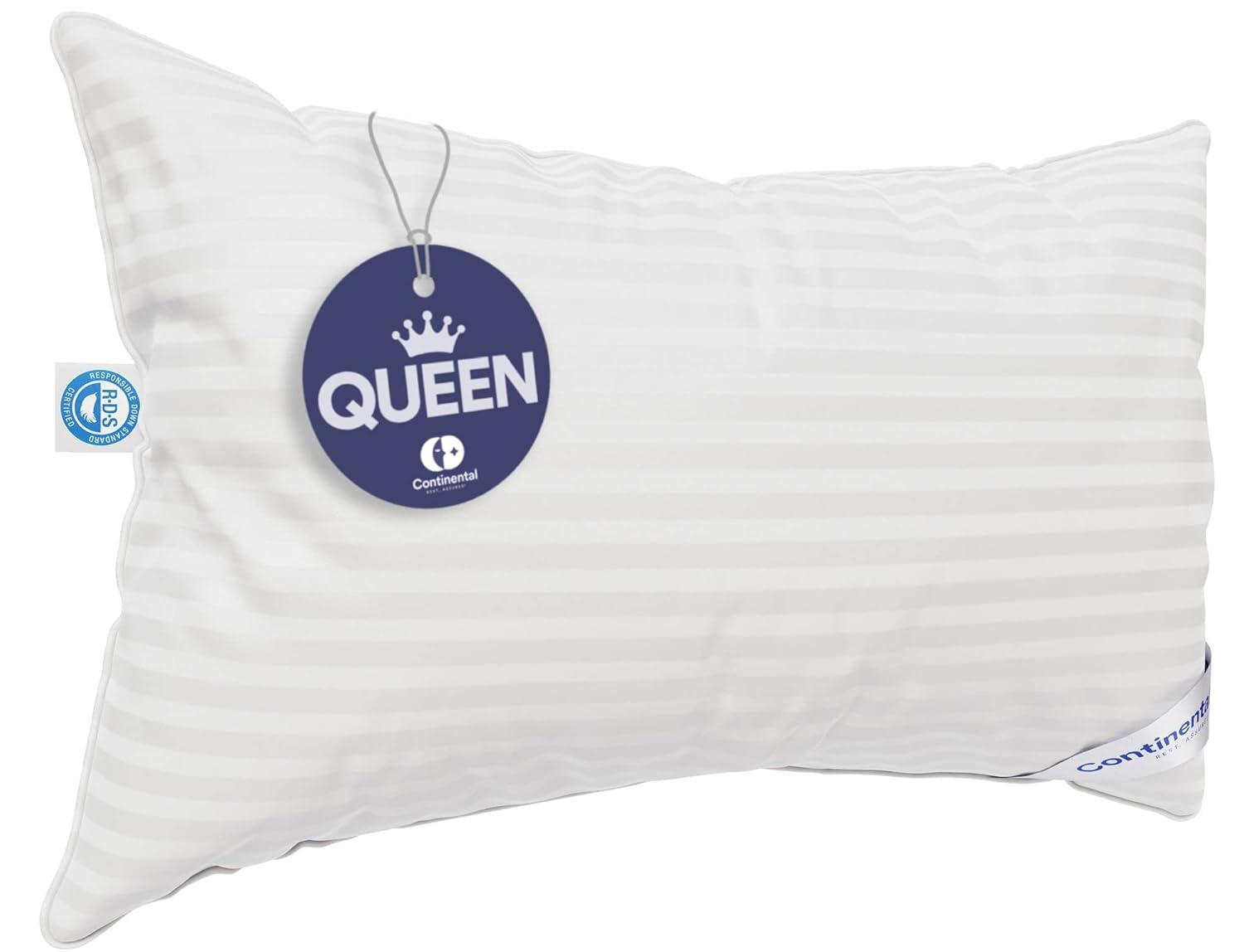 ContinentalBedding 700 Fill Power 100% White Goose Down Bed Pillows 100% Cotton Firm, Medium and Soft (1 Pillow)