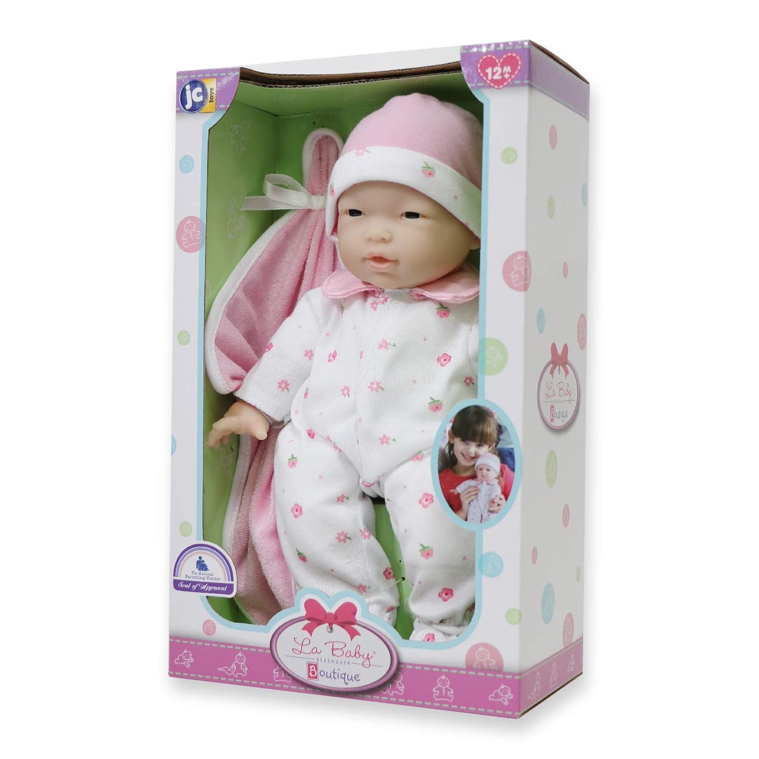 Caucasian 11-inch Small Soft Body Baby Doll | JC Toys - La Baby | Washable |Removable Pink Outfit w/ Hat & Blanket | For Children 12 Months +