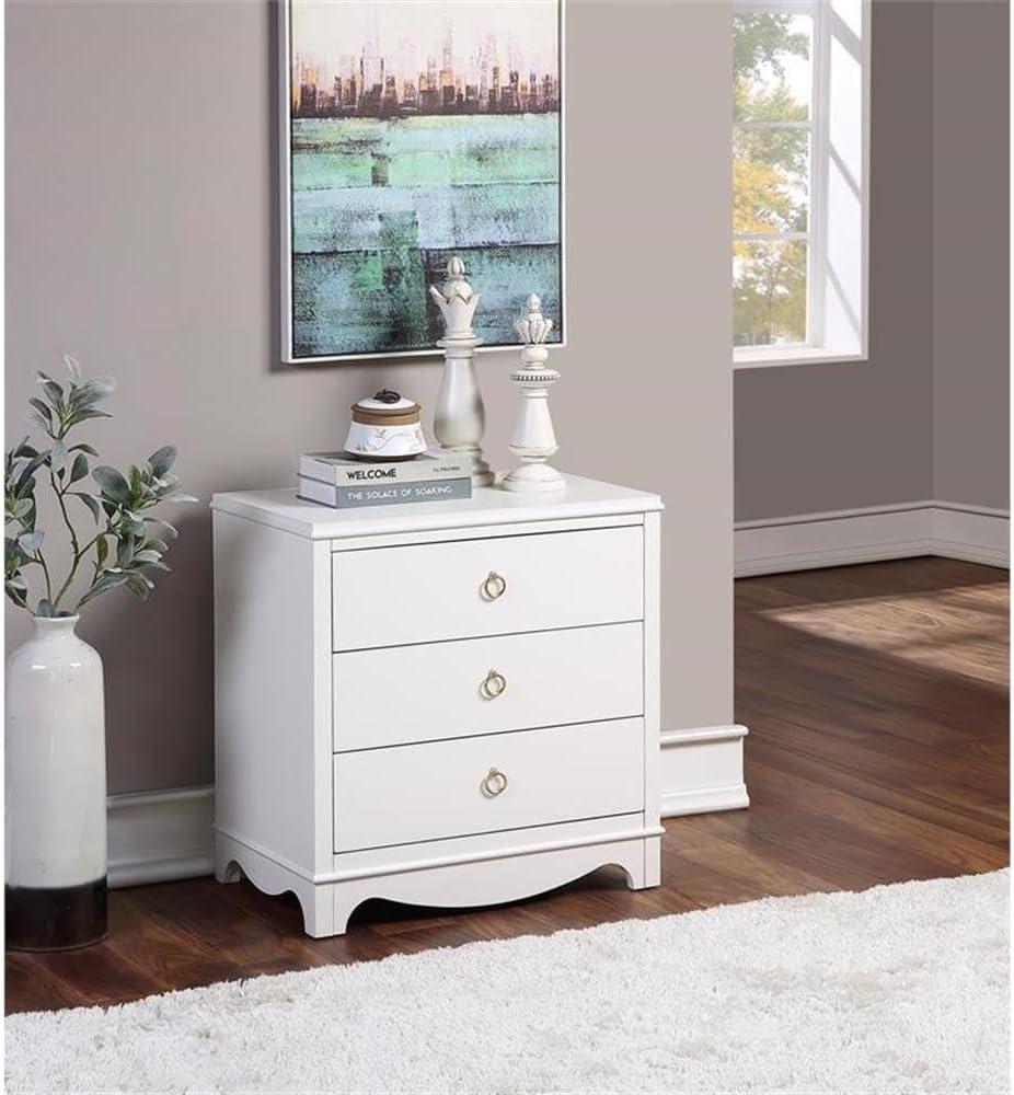 Comfort Pointe Laurel White Wood Finished 3-Drawer Farmhouse Nightstand
