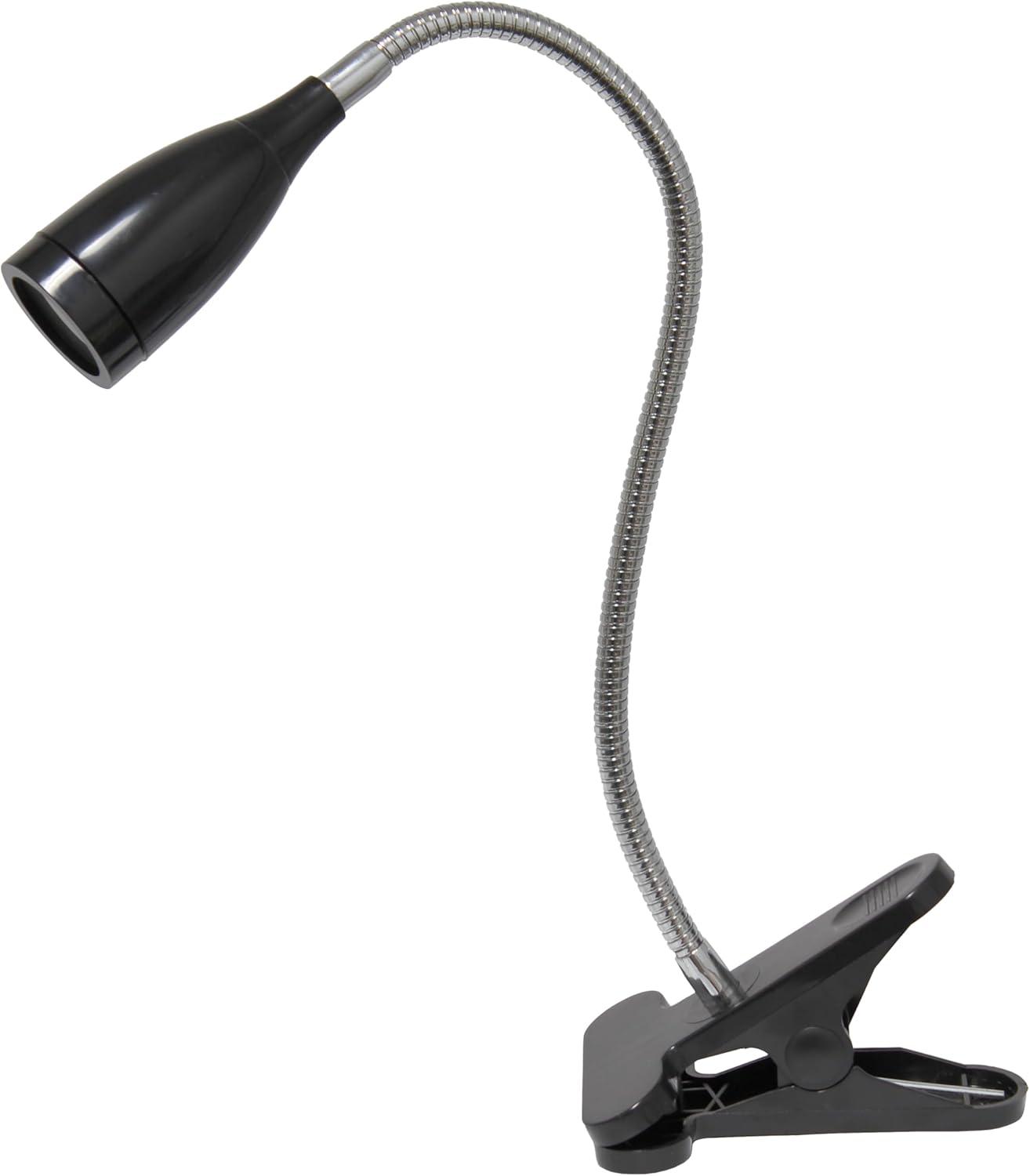 Simple Designs LD2005-BLK Flexible Gooseneck LED Clip Light Desk Lamp, Black