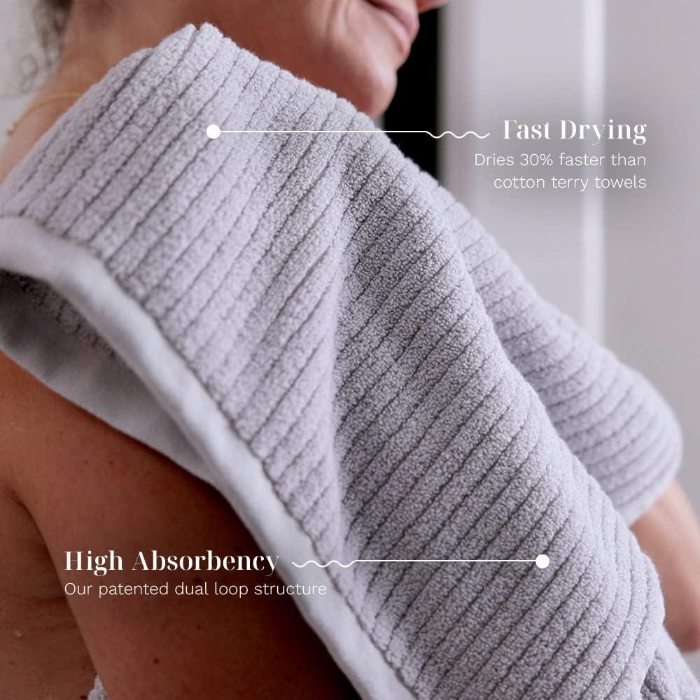 Pebble Gray 6-Piece Cotton Microfiber Bath Towel Set