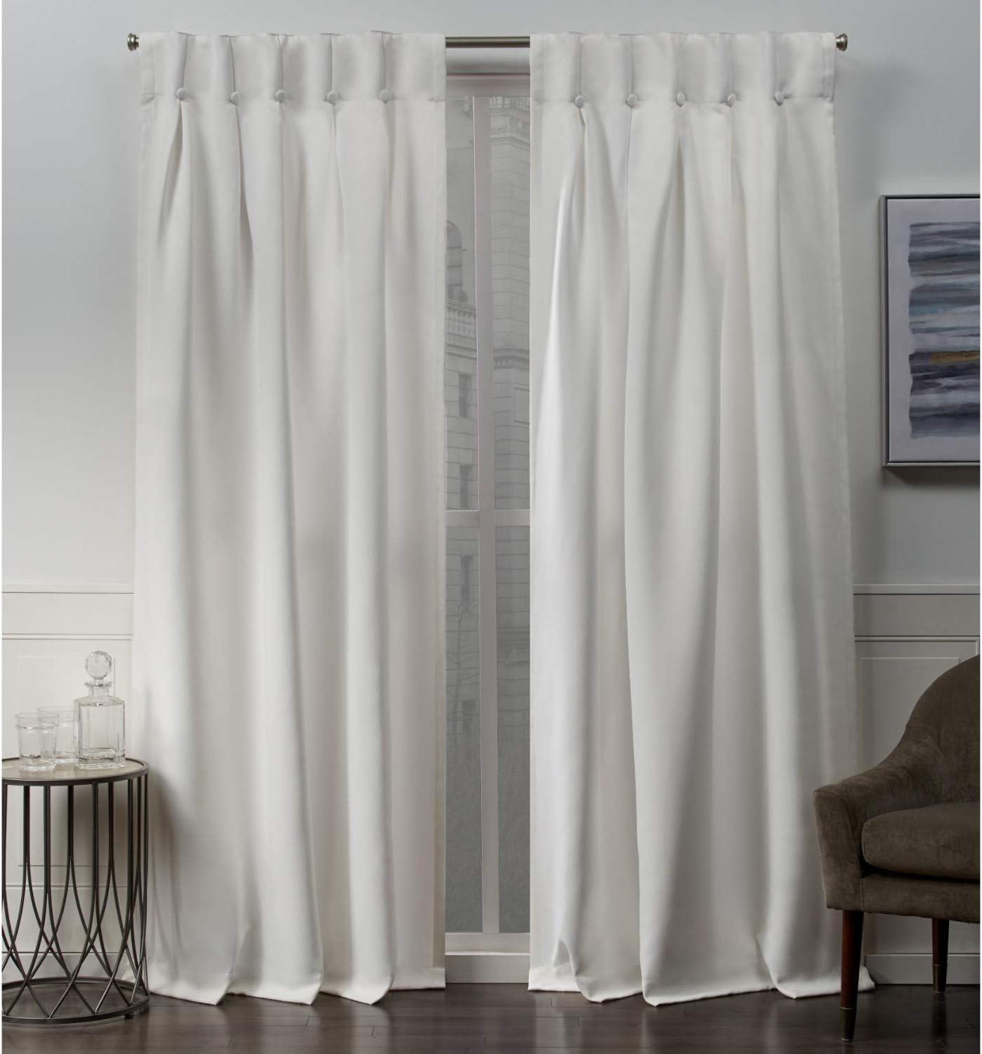 Vanilla Sateen Blackout Button Top Curtain Panel Pair