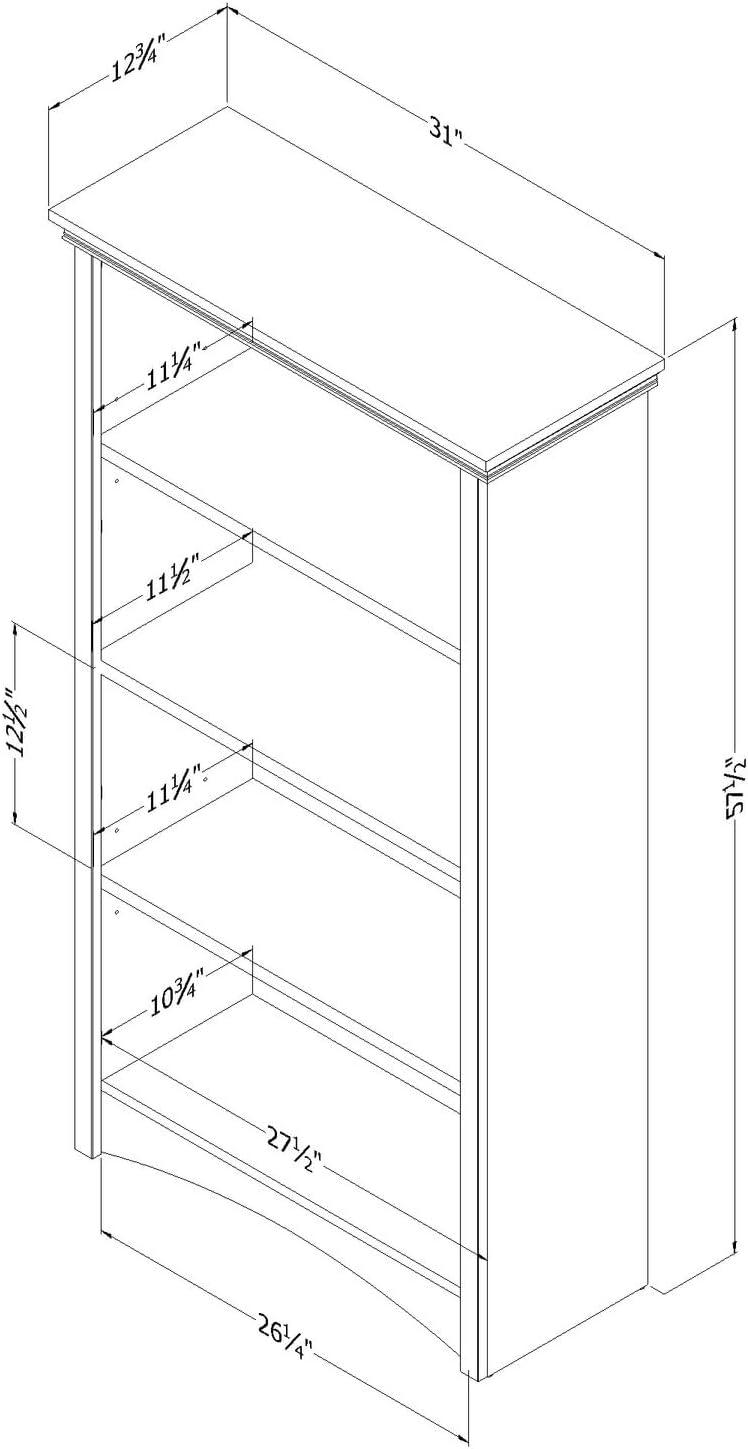 57.75" Gascony 4 Shelf Bookcase White - South Shore: Laminated, Adjustable, Anti-Tip