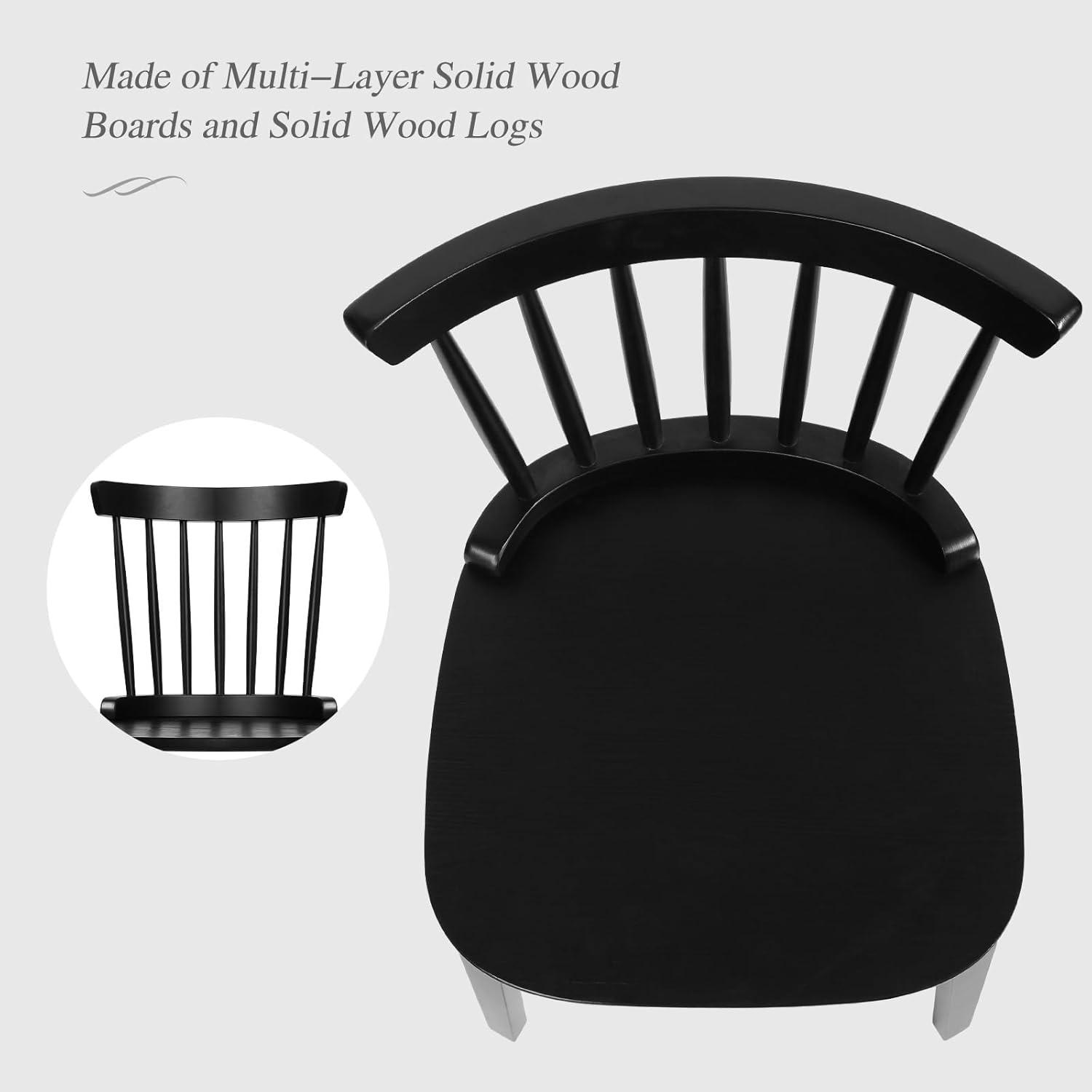 Dining Chair Set of 2 Solid Wood Farmhouse Windsor Style Side Chair for Dining Room Kitchen Office