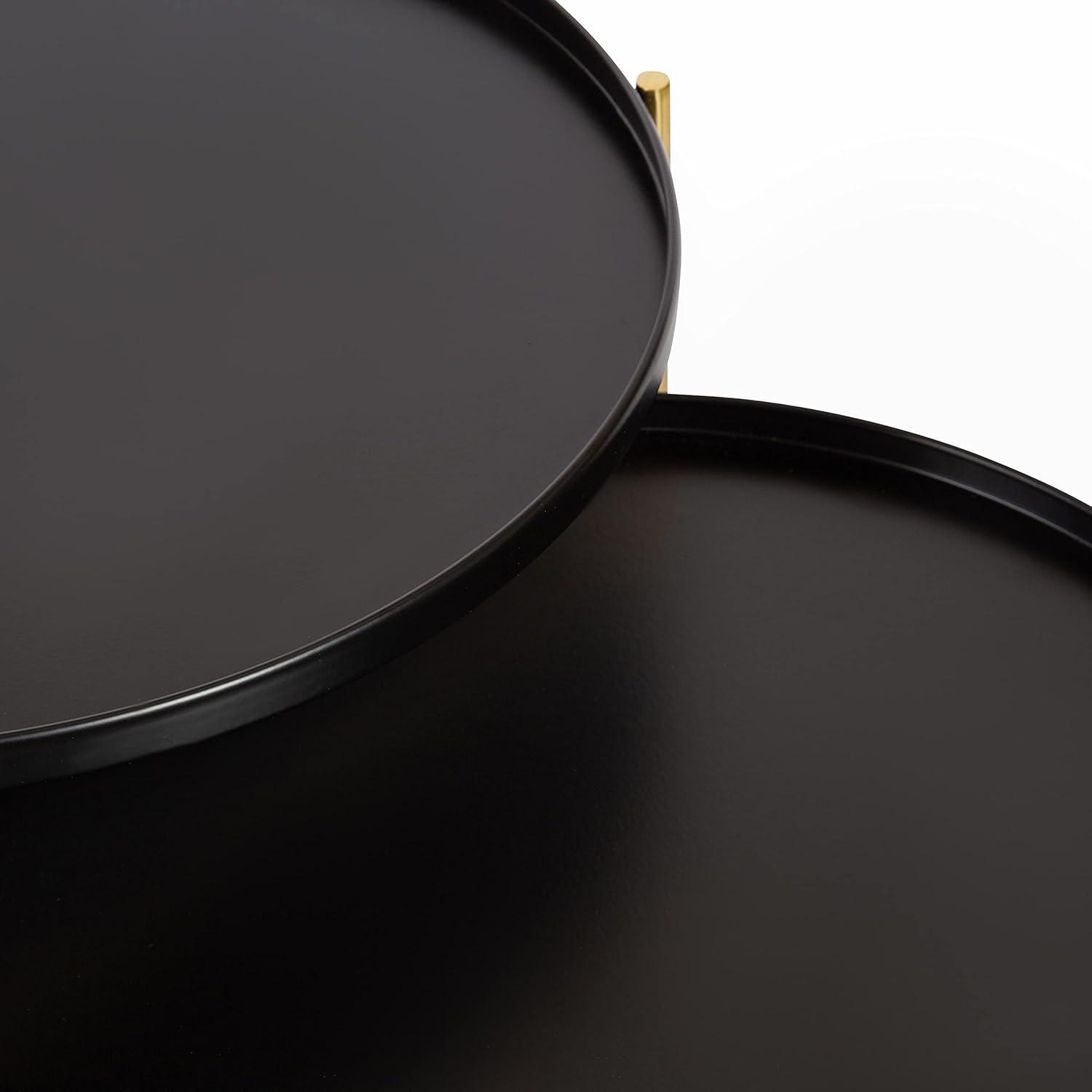 Kate and Laurel Ulani Round Metal Nesting Table, 2 Piece, Black and Gold
