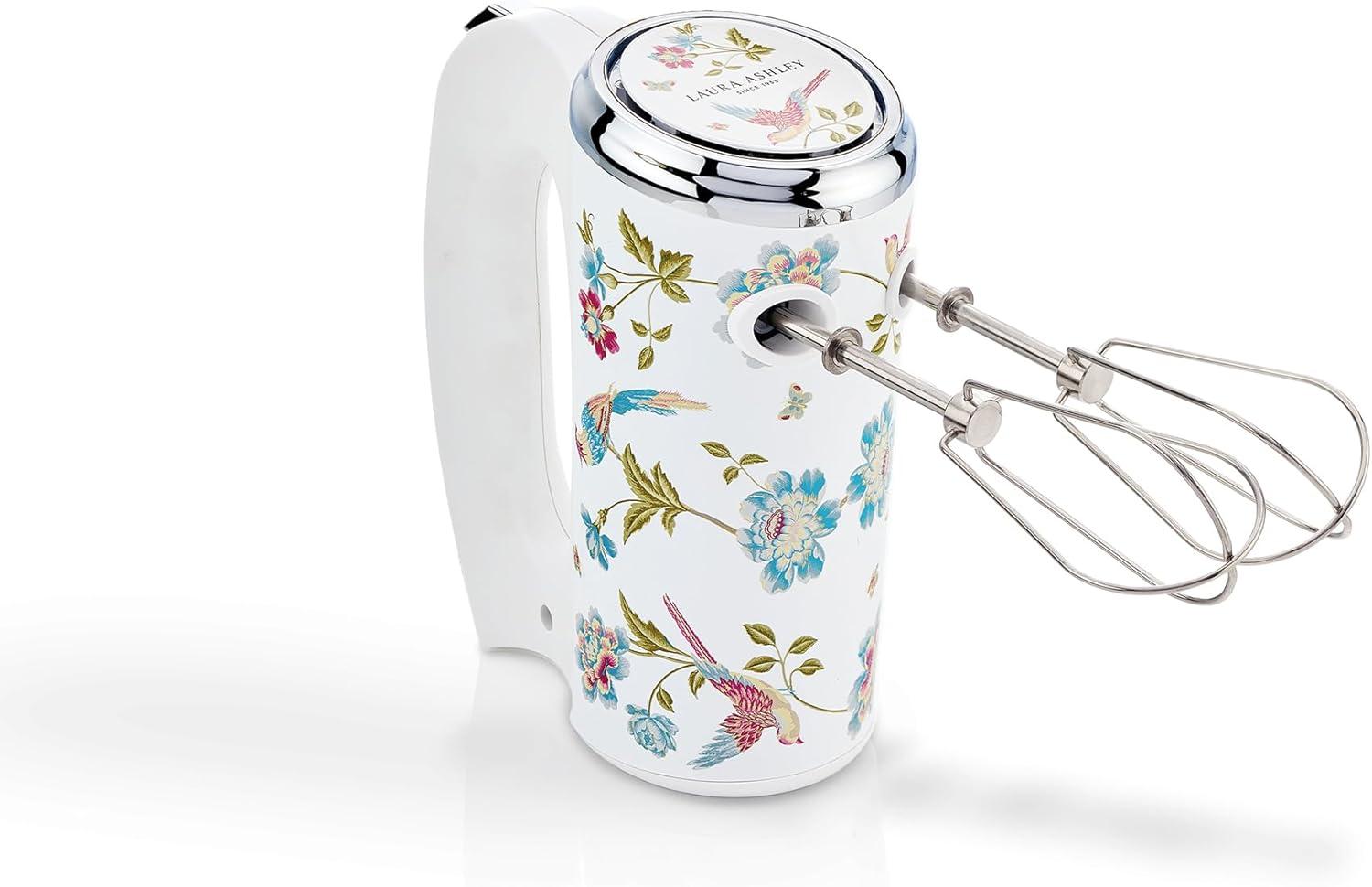 Laura Ashley Hand Mixer White: 300W, 5 Speeds, Stainless Steel, 1-Year Warranty