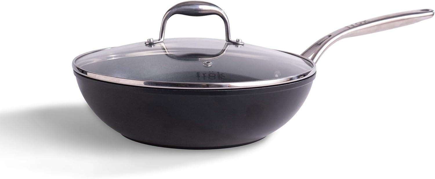 frök Frök Non-Stick Fry Pan Meets Wok With Lid, 11-Inch, Black & Silver